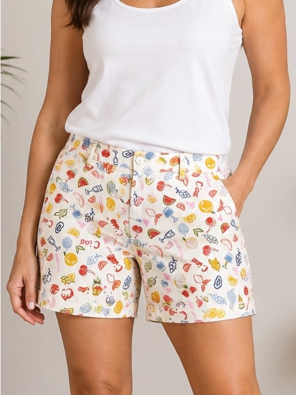 bagatelle Collection Shorts Size 12 Ciao Fruit Print Stretch Shorts